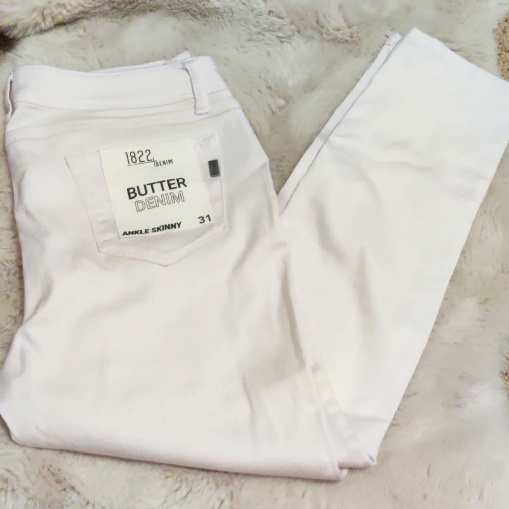 1822 Denim Butter Denim White Maternity Ankle Skinny Jeans